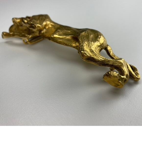 Vintage 70s CHRISTOPHER ROSS Panther Jaguar Belt Signed 1976 Gold Plated Buckle - Picture 6 of 9